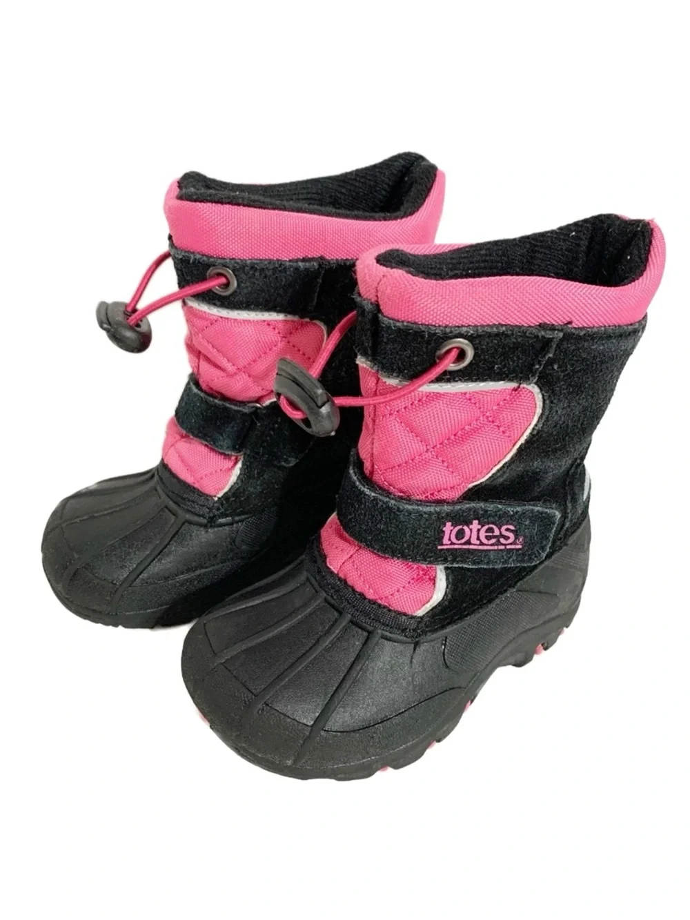 Totes Tammy Sued Nylon Waterproof Insulated Winter Snow Boots Velcro Drawstring